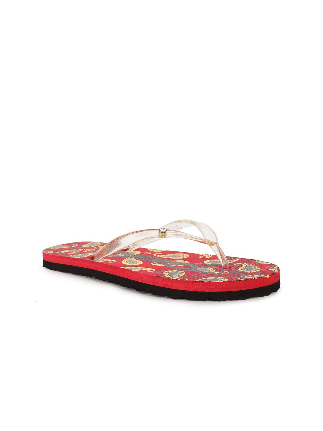 Bata Women Orange & Yellow Printed Thong Flip-Flops Price in India