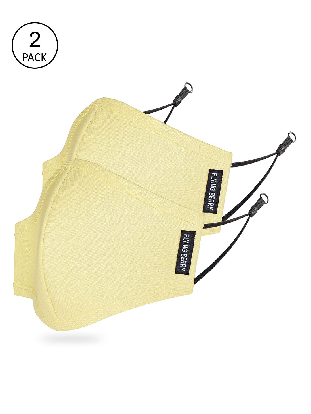 FLYING BERRY Yellow Pack Of 2 Solid 3-Ply Reusable Anti Pollution Linen N95 Masks Price in India