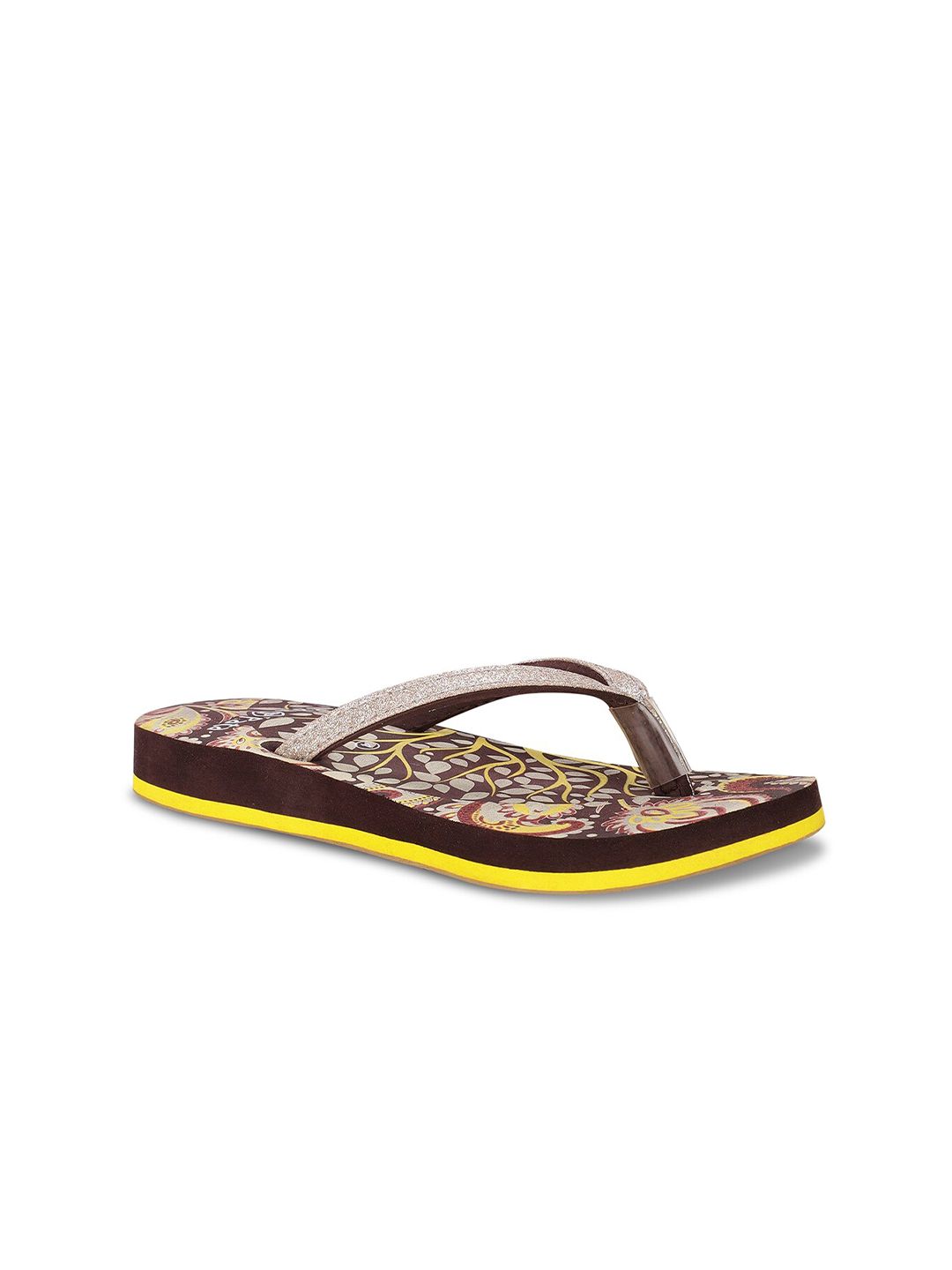 Bata Women Brown & Beige Printed Thong Flip-Flops