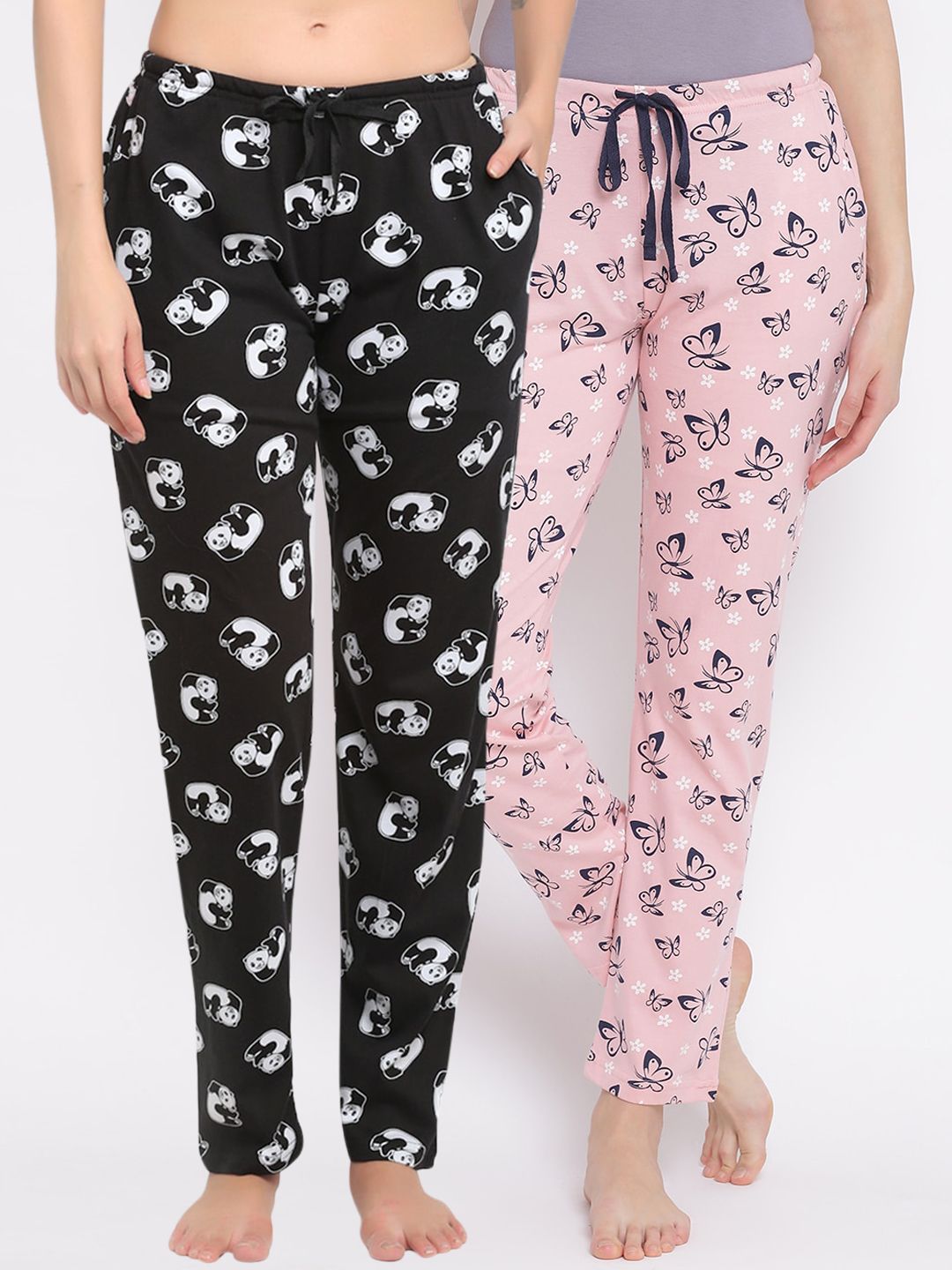 Kanvin Women Pack Of 2 Printed Pure Cotton Lounge Pants Price in India