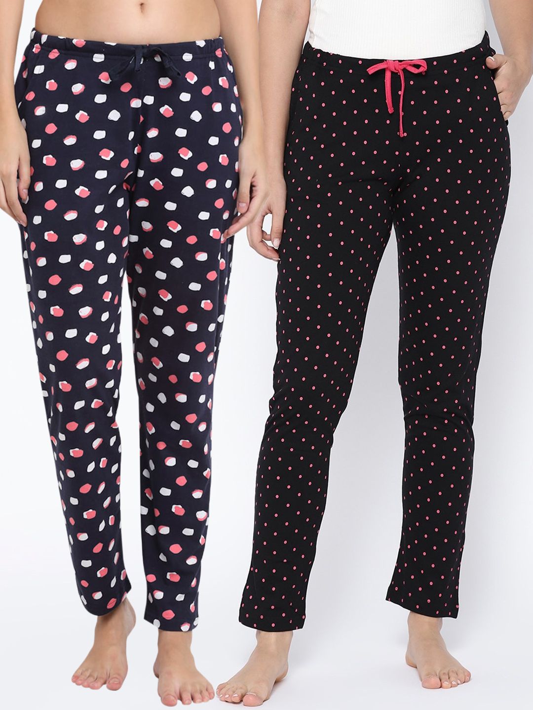 Kanvin Women Pack Of 2 Printed Pure Cotton Lounge Pants Price in India