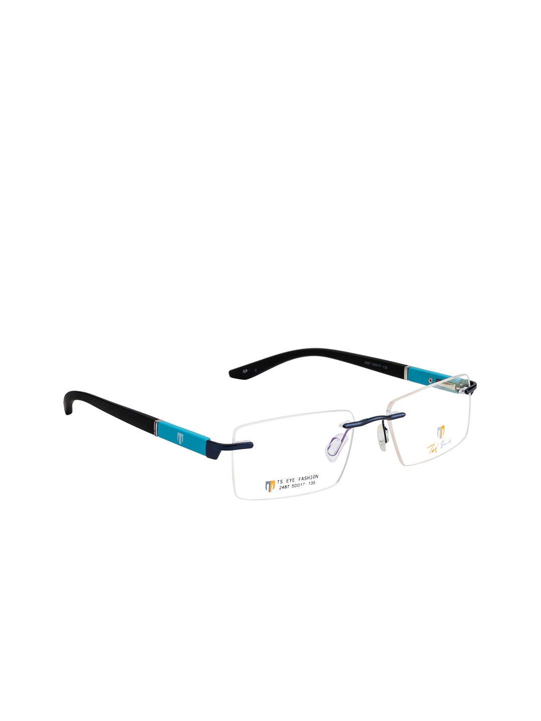 Ted Smith Unisex Blue & Black Rimless Rectangle Frames Price in India