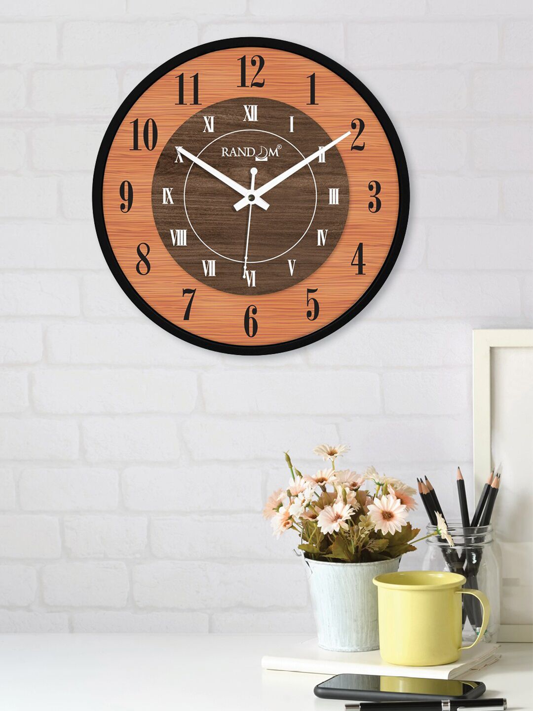 RANDOM Brown Printed Contemporary Wall Clock Price in India