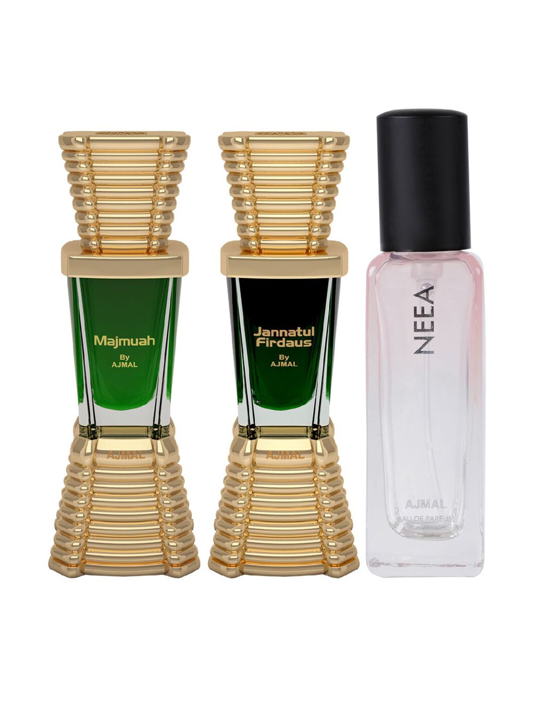 Ajmal Unisex Set Of 3 Majmuah & Jannatul Firdaus Attar With Neea Eau De Parfum 40 ml Price in India