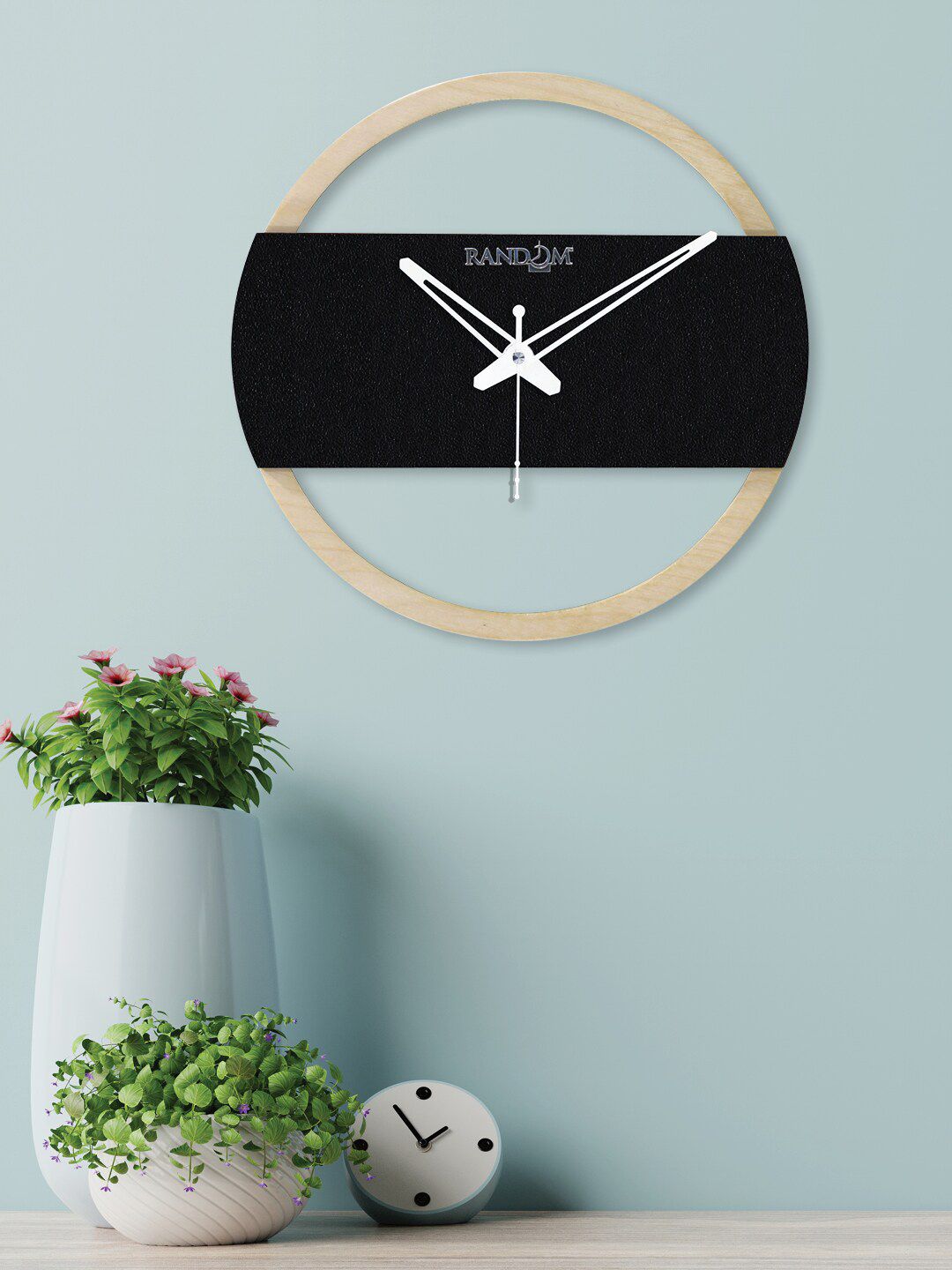 RANDOM Brown & Black Contemporary 24.1 Cm Wall Clock Price in India