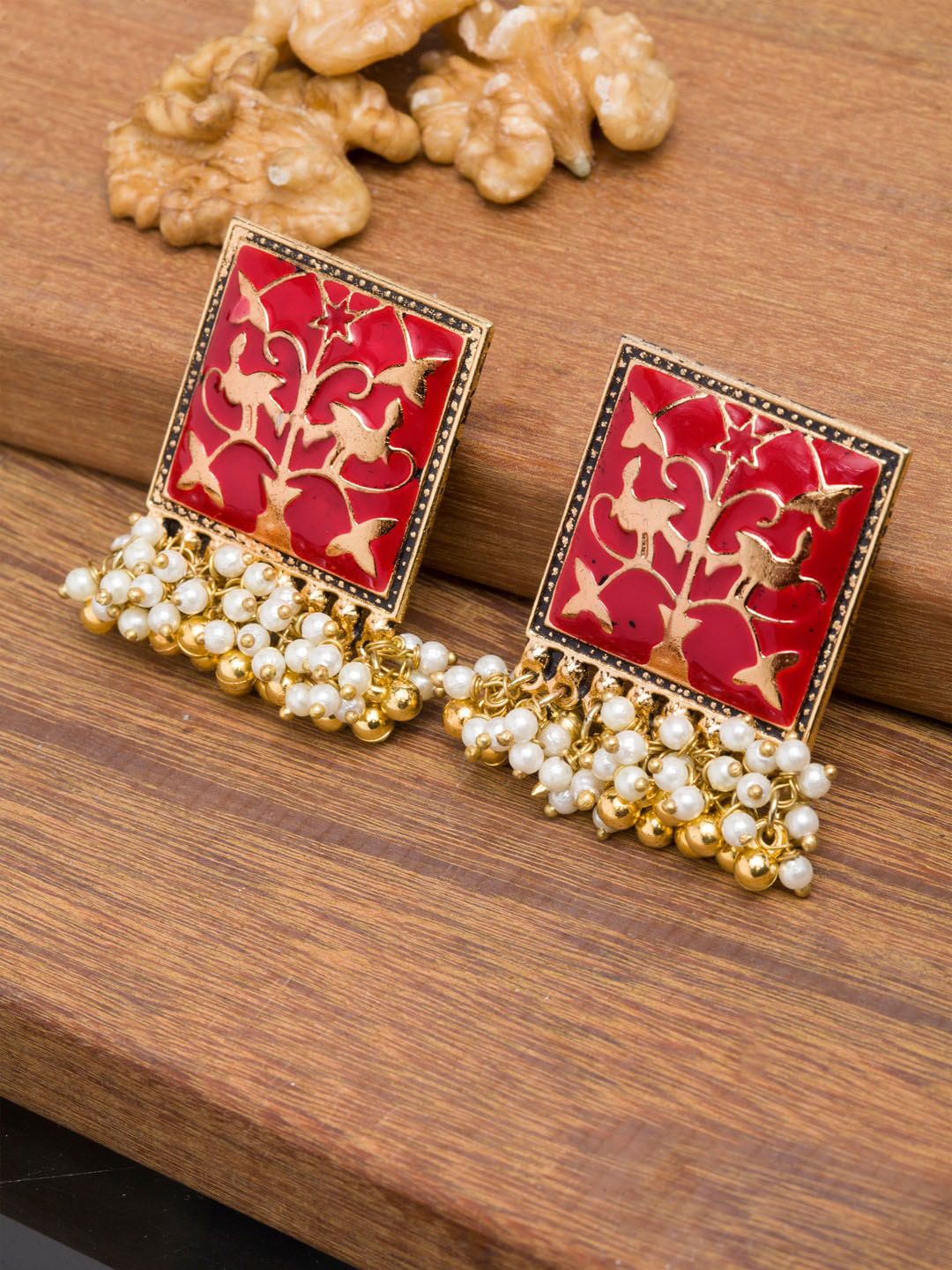 PANASH Gold Contemporary Drop Earrings Price in India