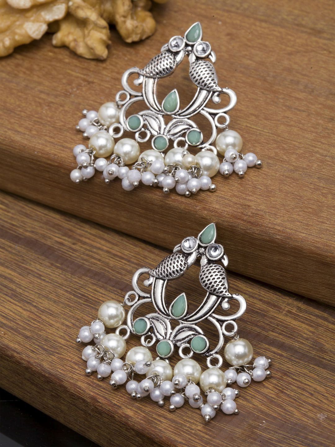 PANASH Silver-Toned Contemporary Drop Earrings Price in India