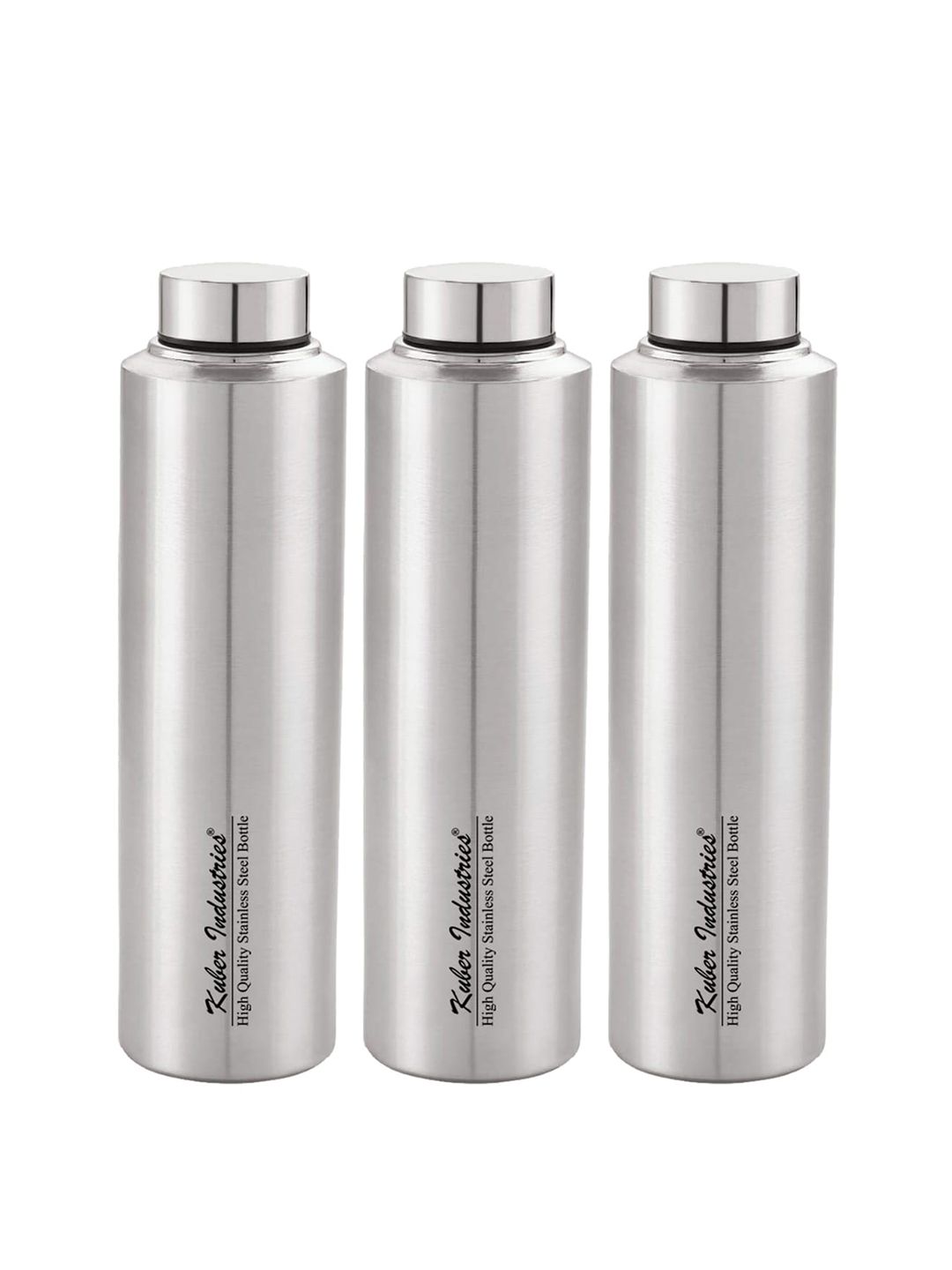 Kuber Industries Set Of 3 Silver-Toned Solid Stainless Steel Water Bottle 900 ML Price in India