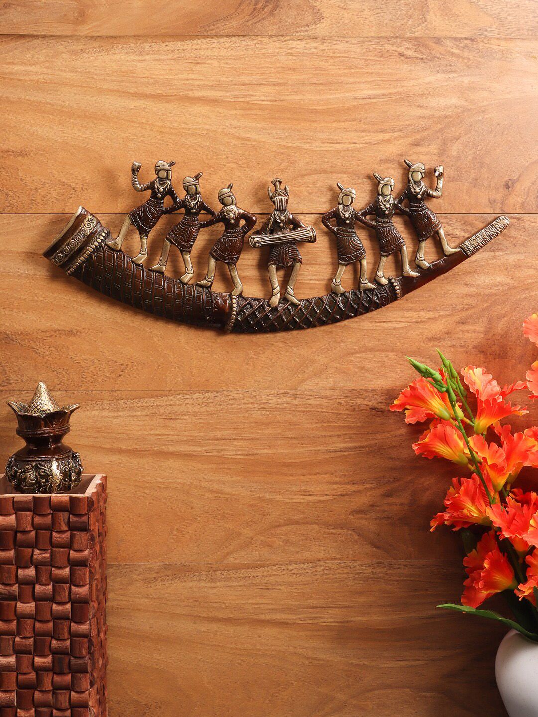 Aapno Rajasthan Brown Tribal Men Brass Showpiece Price in India