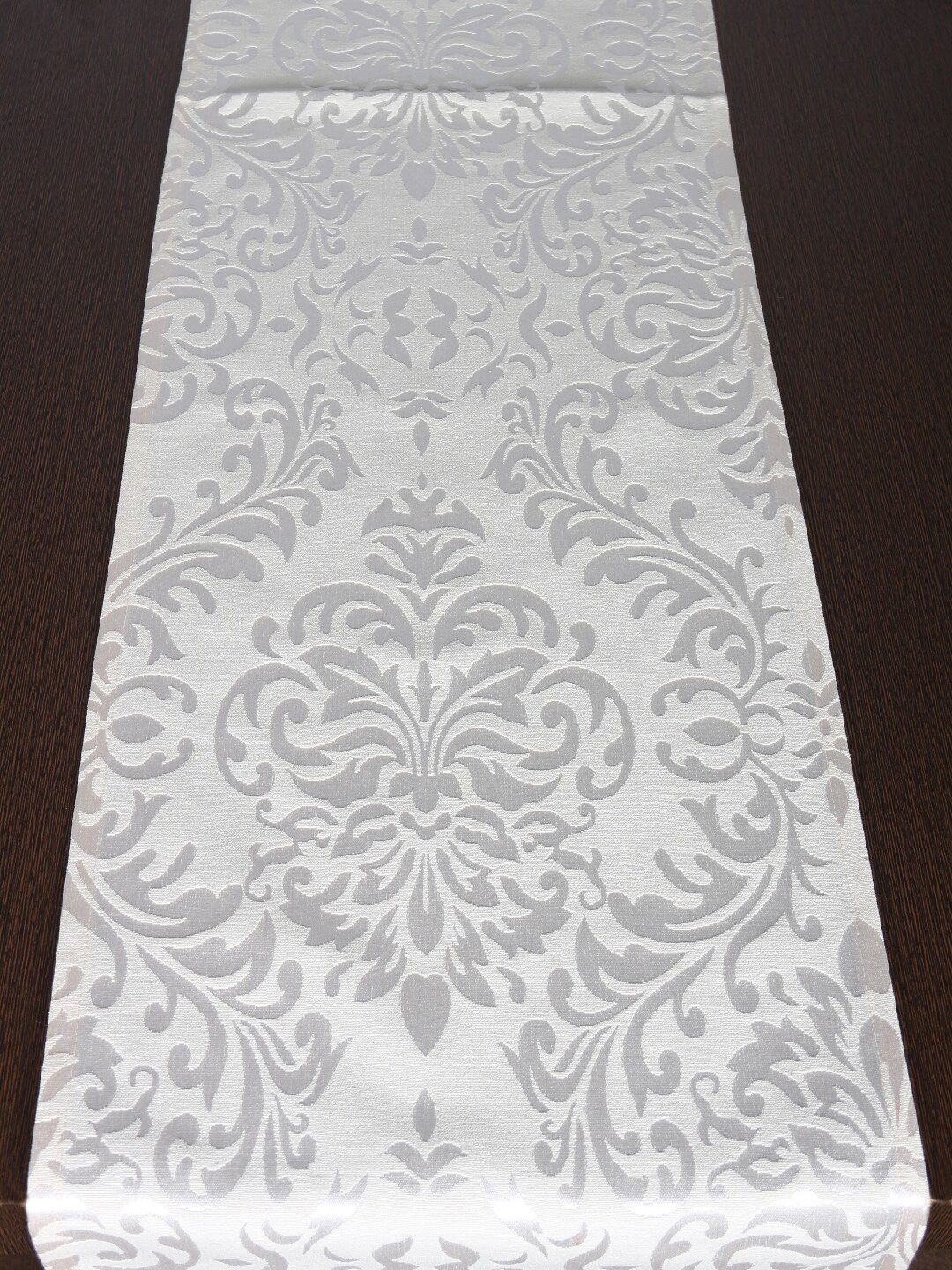 Home Cream-Coloured & Grey Ethnic Motifs Woven Damask Design Table Runner Price in India