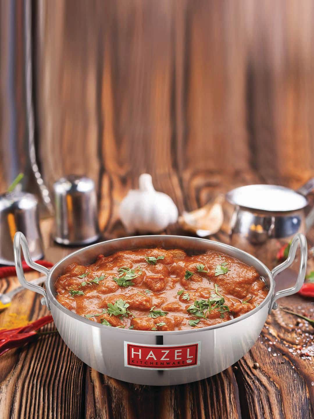 HAZEL Silver-Toned Deep Fry Kadhai Price in India