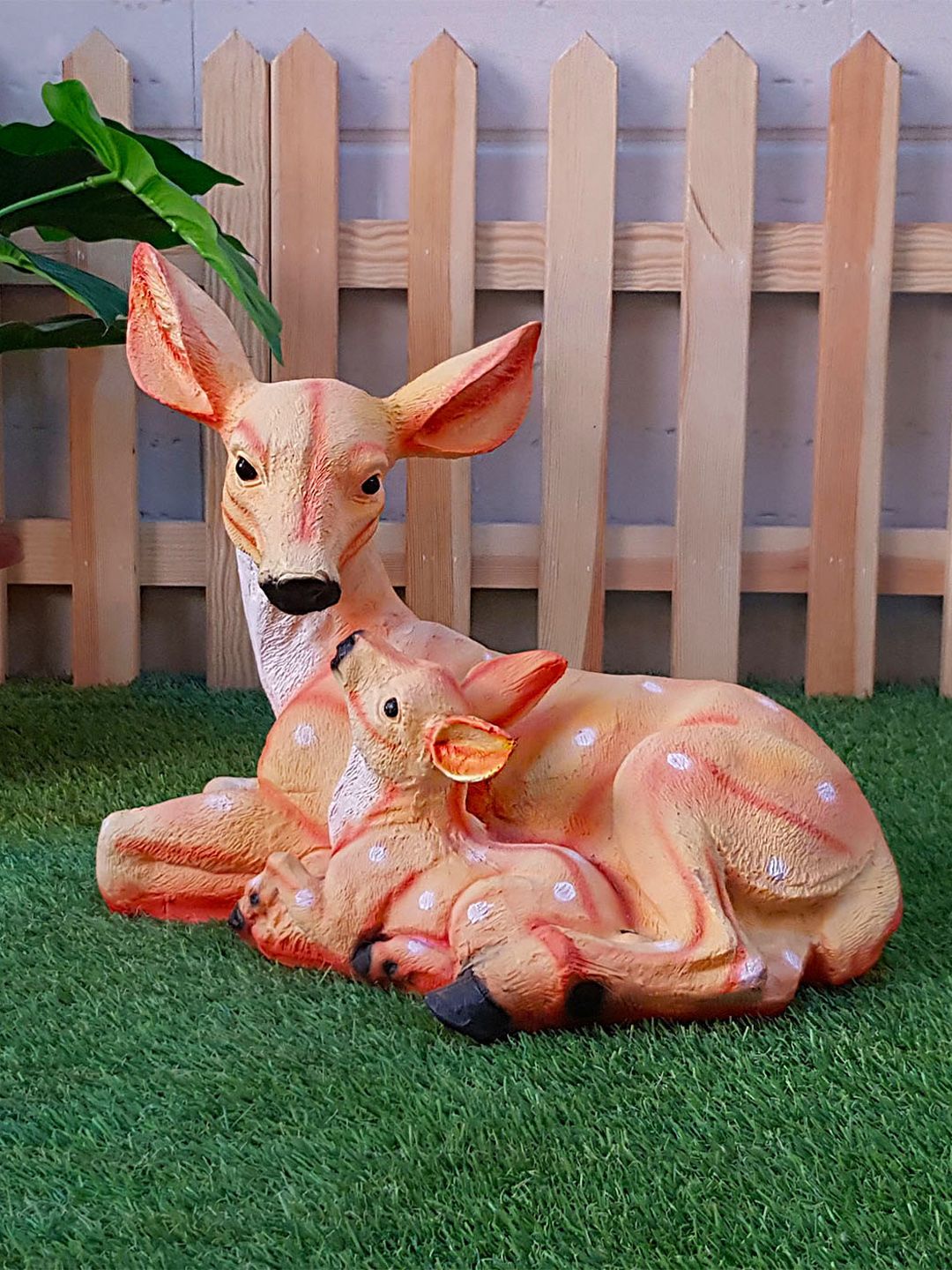 Wonderland Brown Baby & Mother Deer Animal Resin Garden Accessory Price in India