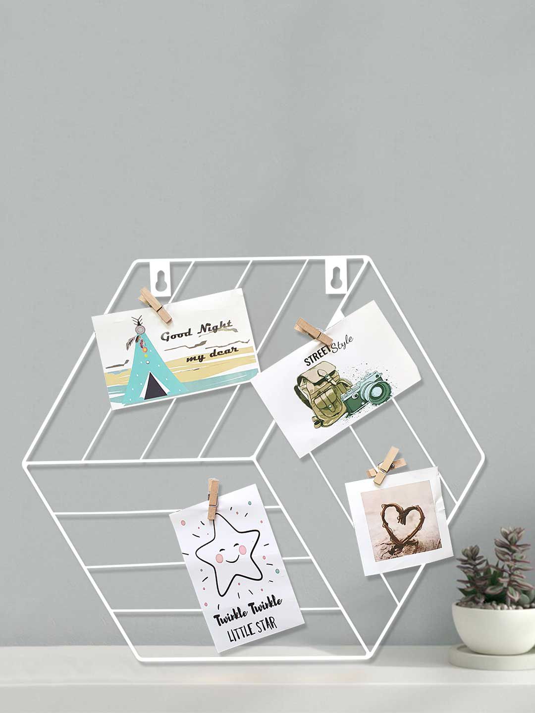 Art Street White DIY Metal Wall Hanging Grid For Photos with Clips Price in India