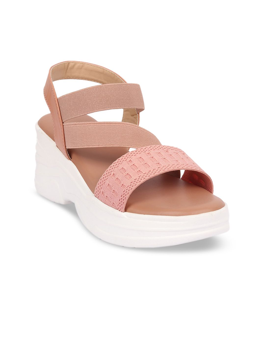 Bella Toes Pink Textured Comfort Sandals Price in India