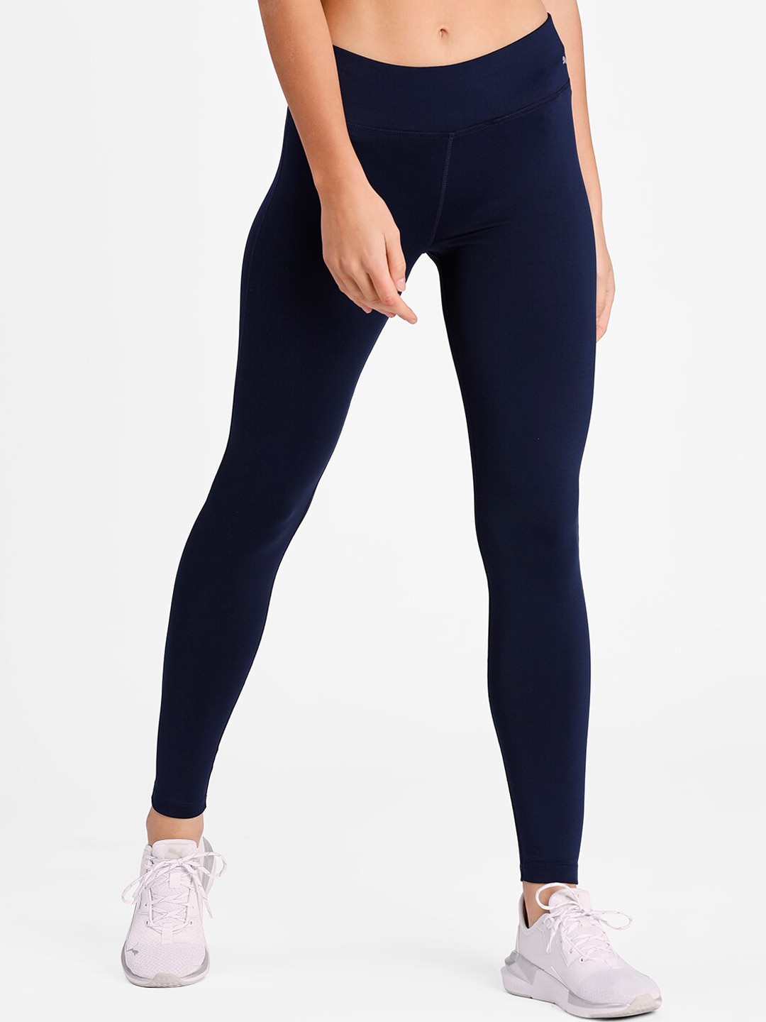 Puma Women Navy Blue Solid Performance Full-Length Training Tights Price in India