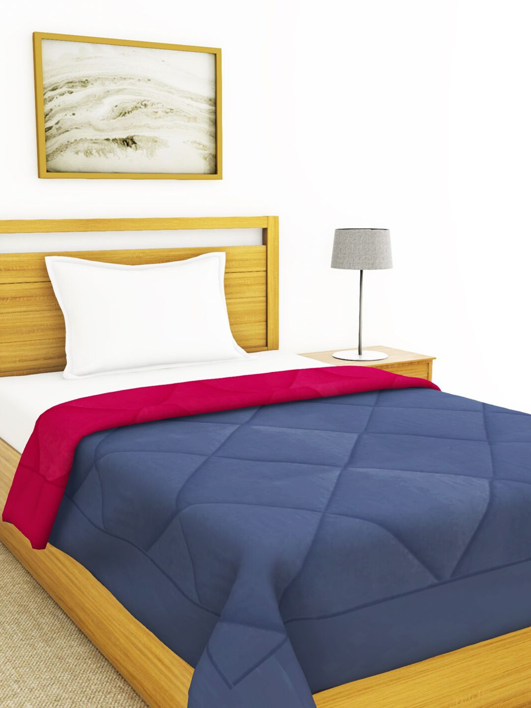 BIANCA Navy Blue & Magenta Microfiber AC Room 250 GSM Single Bed Comforter Price in India