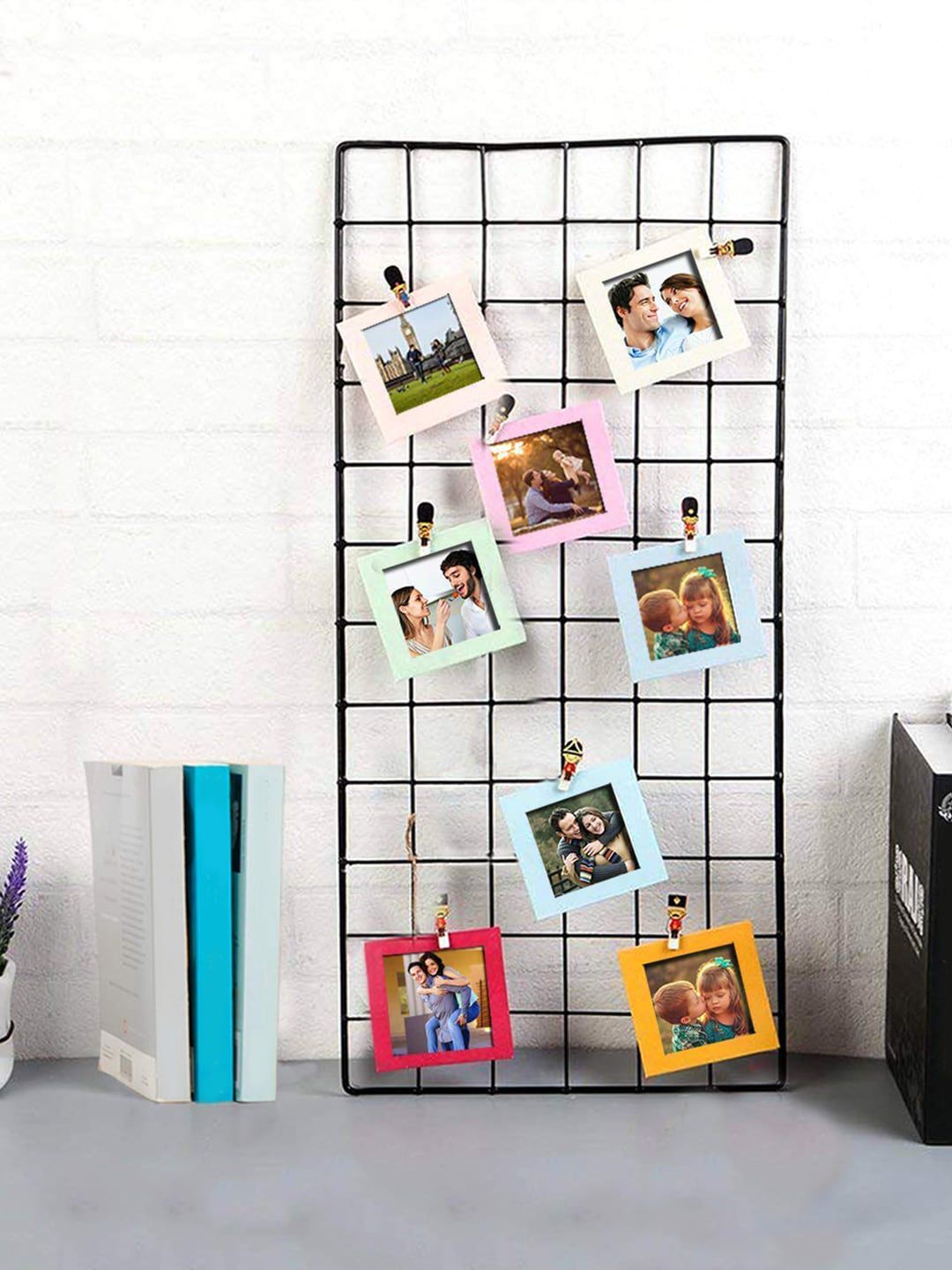 Art Street Black DIY Metal Wall Hanging Grid For Photos with Clips Price in India