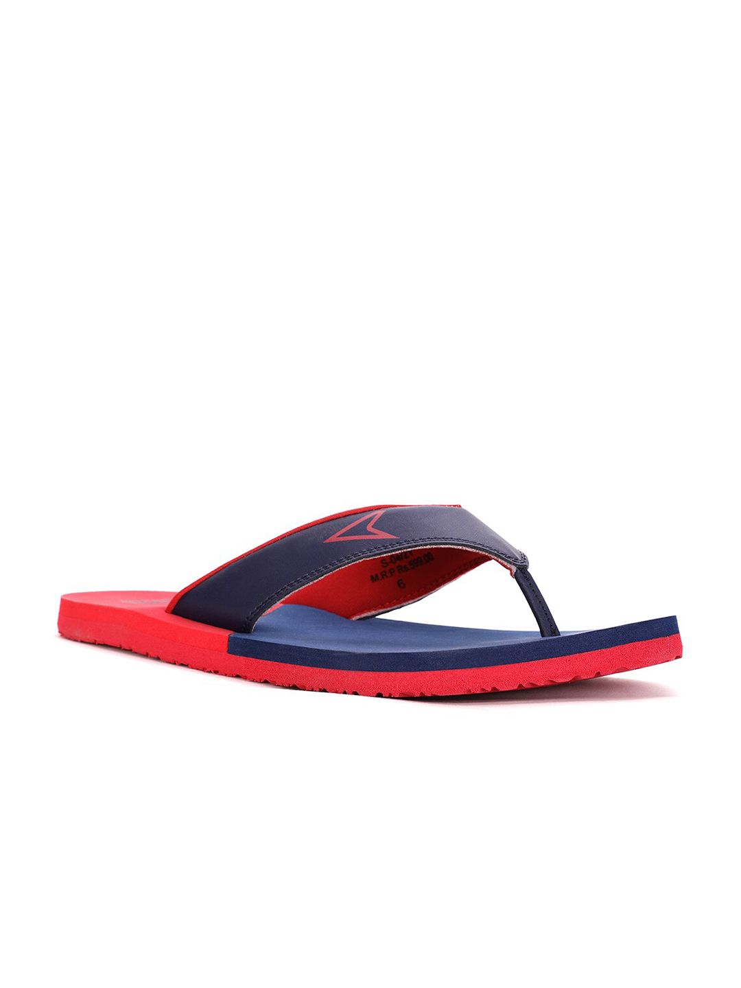 Power Men Navy Blue & Red Colourblocked Thong Flip-Flops