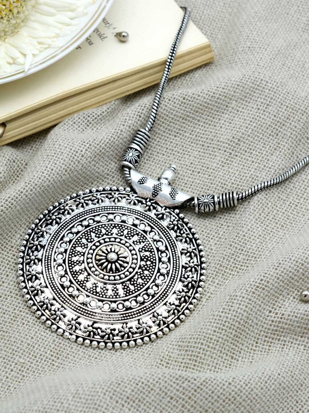 TEEJH Silver German Silver-Plated Oxidised Necklace Price in India