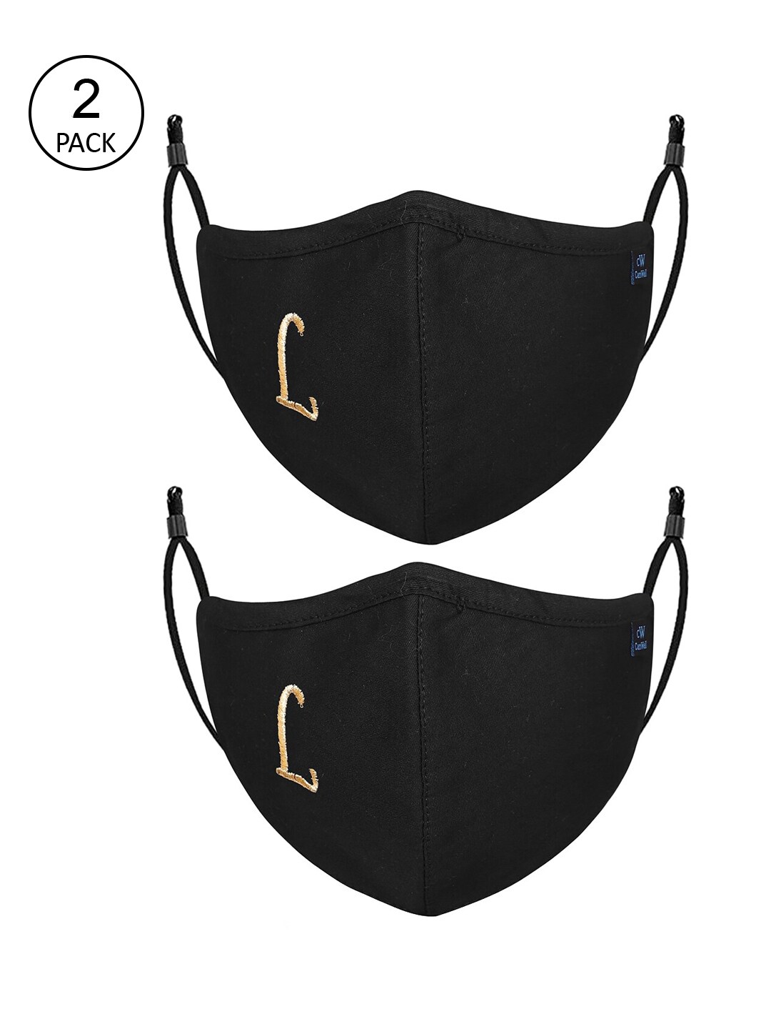 CENWELL Unisex Pack Of 2 Solid 6-Ply Reusable Outdoor Cotton Cloth Face Mask Price in India
