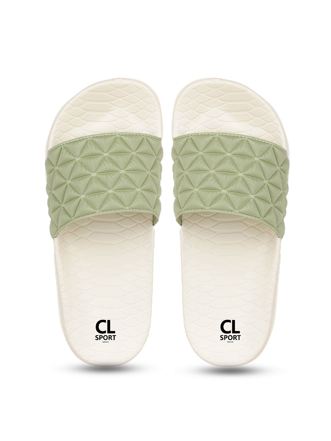 Carlton London sports Women Green & White Sliders Price in India