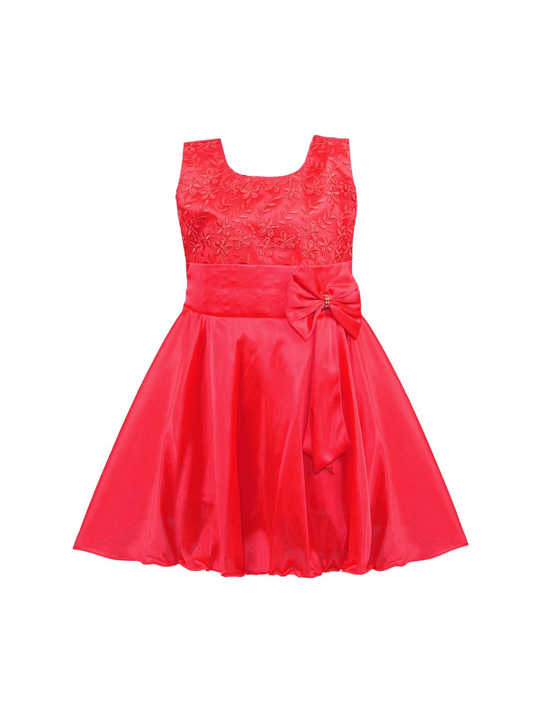 Wish Karo Red Floral Embroidered Dress