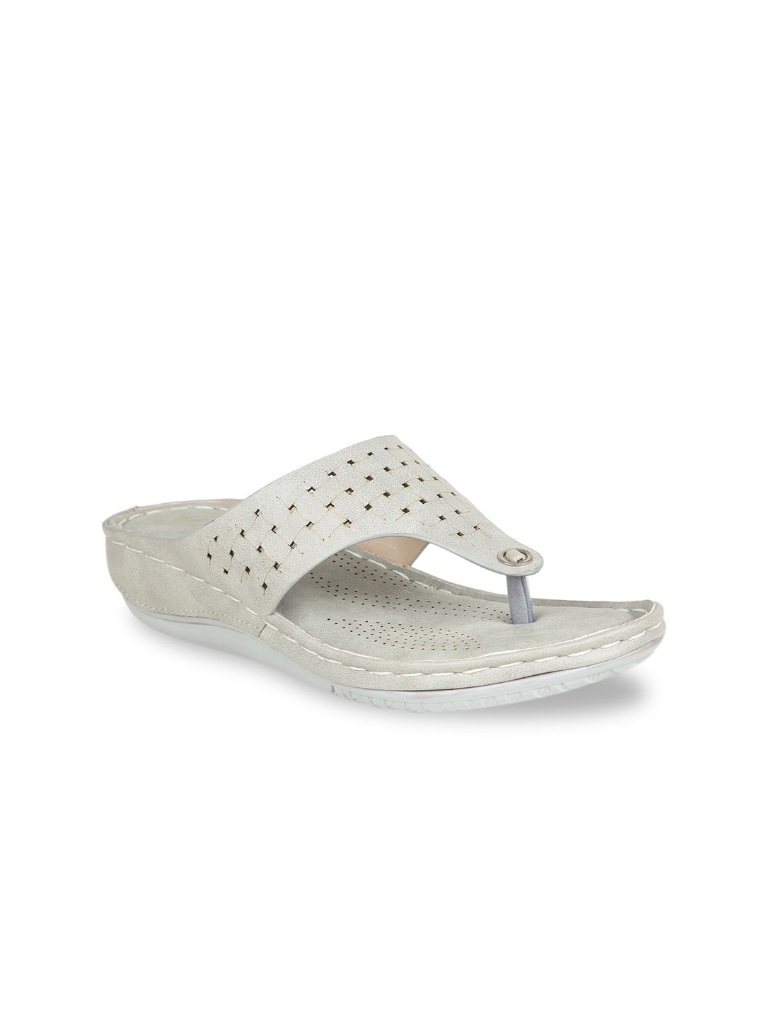 VALIOSAA Grey Textured Comfort Sandals Price in India