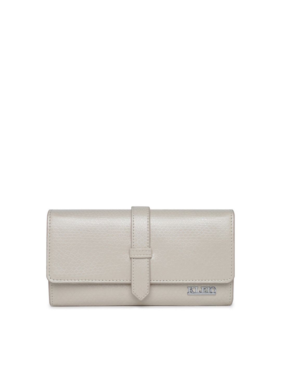 KLEIO Women Cream Solid Synthetic Leather Two Fold Wallet Price in India