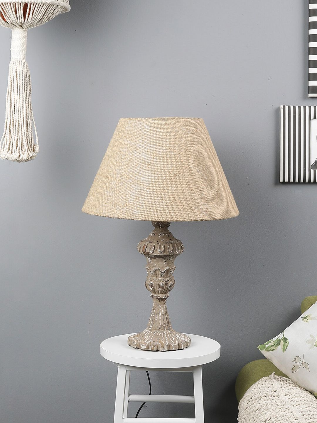 The Decor Mart Grey Classic Country Bedside Standard Table Lamp Price in India