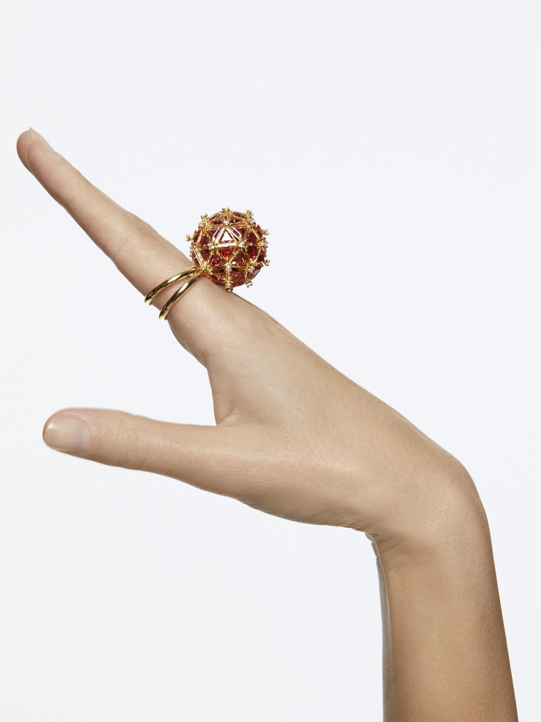 SWAROVSKI Circle Orange Gold-Plated Curiosa Cocktail Ring Price in India