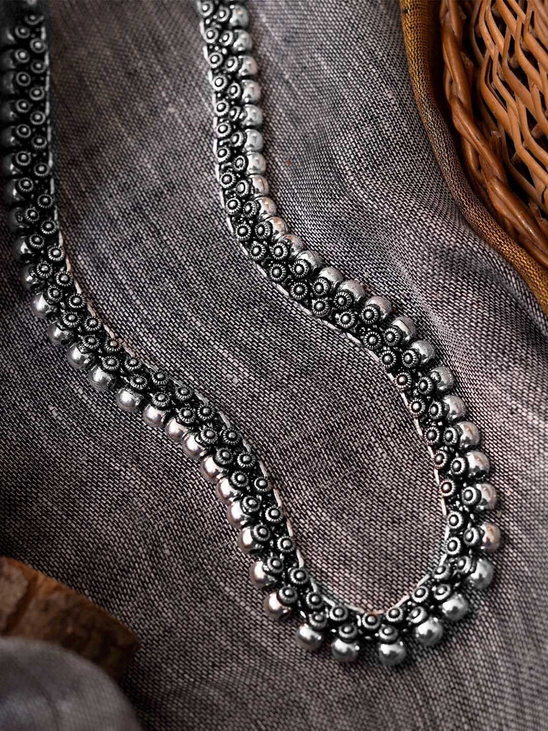 TEEJH Silver-Toned German Silver-Plated Oxidised Necklace Price in India