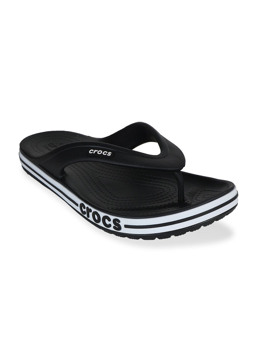 Crocs Unisex Black & White Croslite Bayaband Thong Flip-Flops Price in India