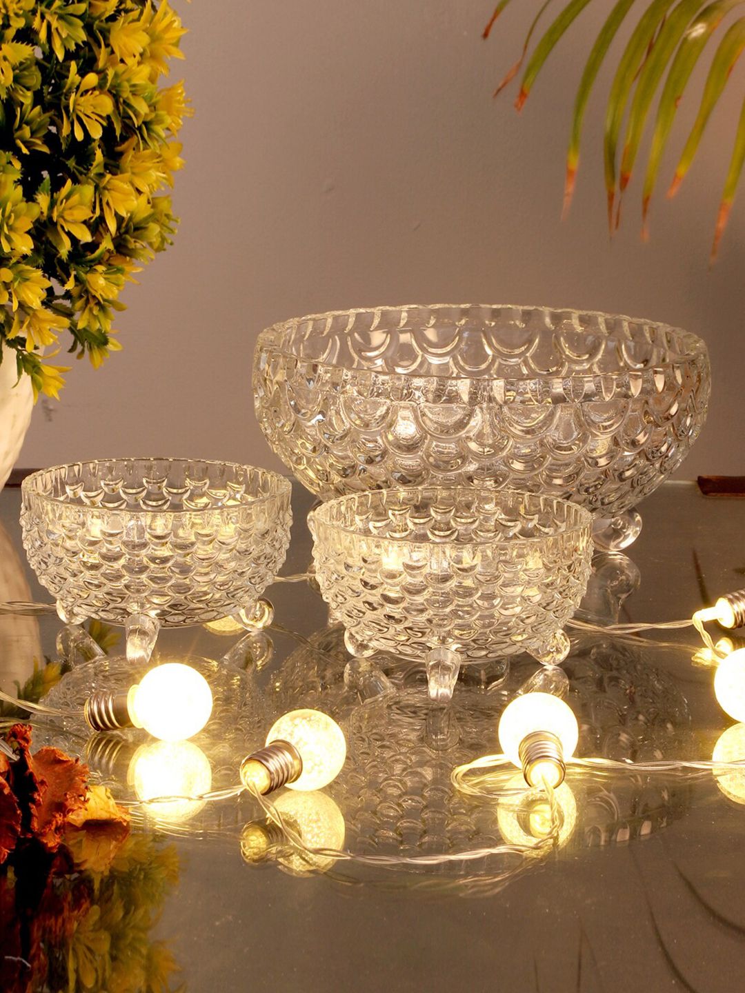 ceradeco Transparent 7 Pieces Textured Glass Bowls Price in India