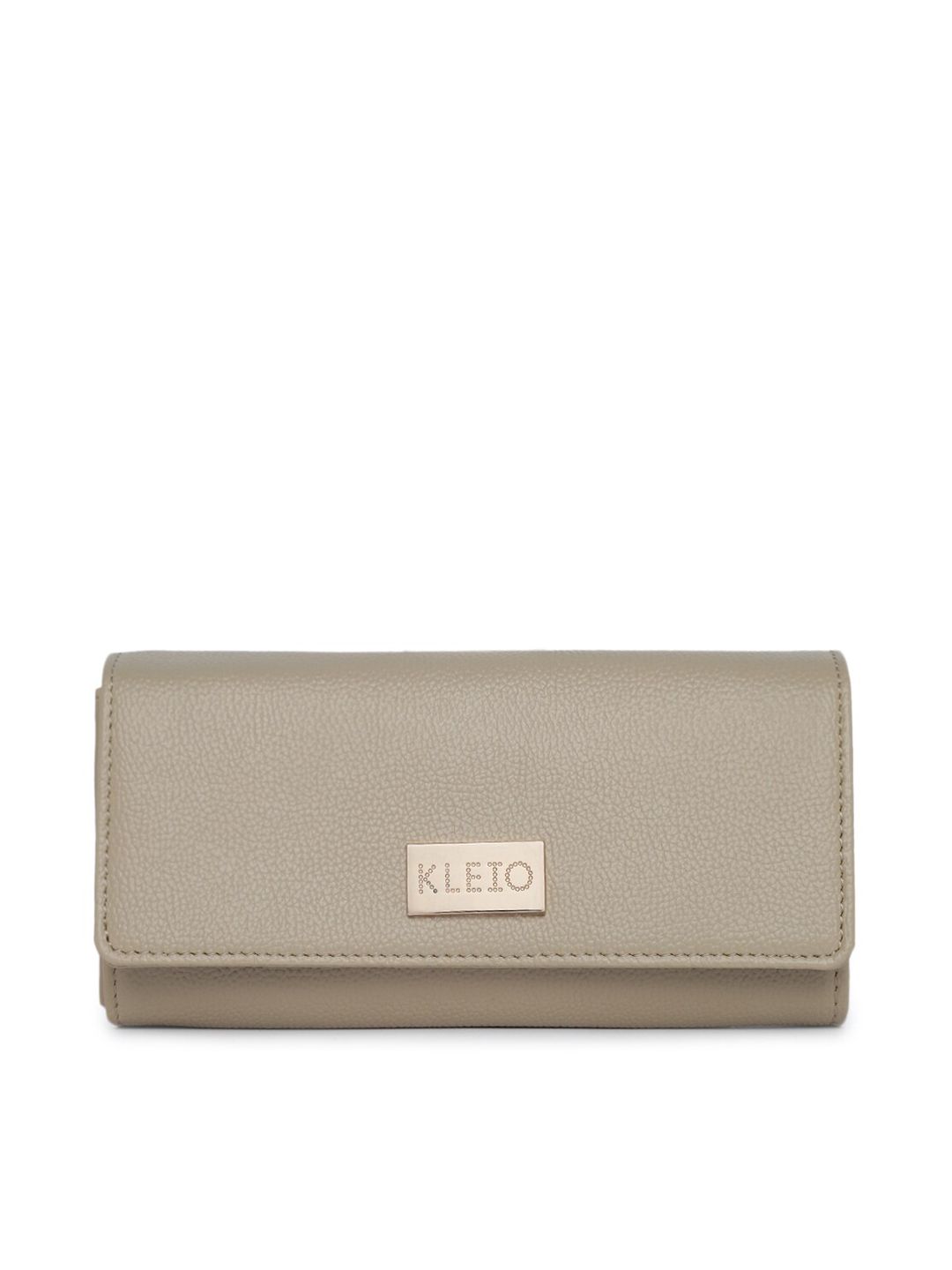 KLEIO Women Beige Solid Synthetic Leather Envelope Price in India