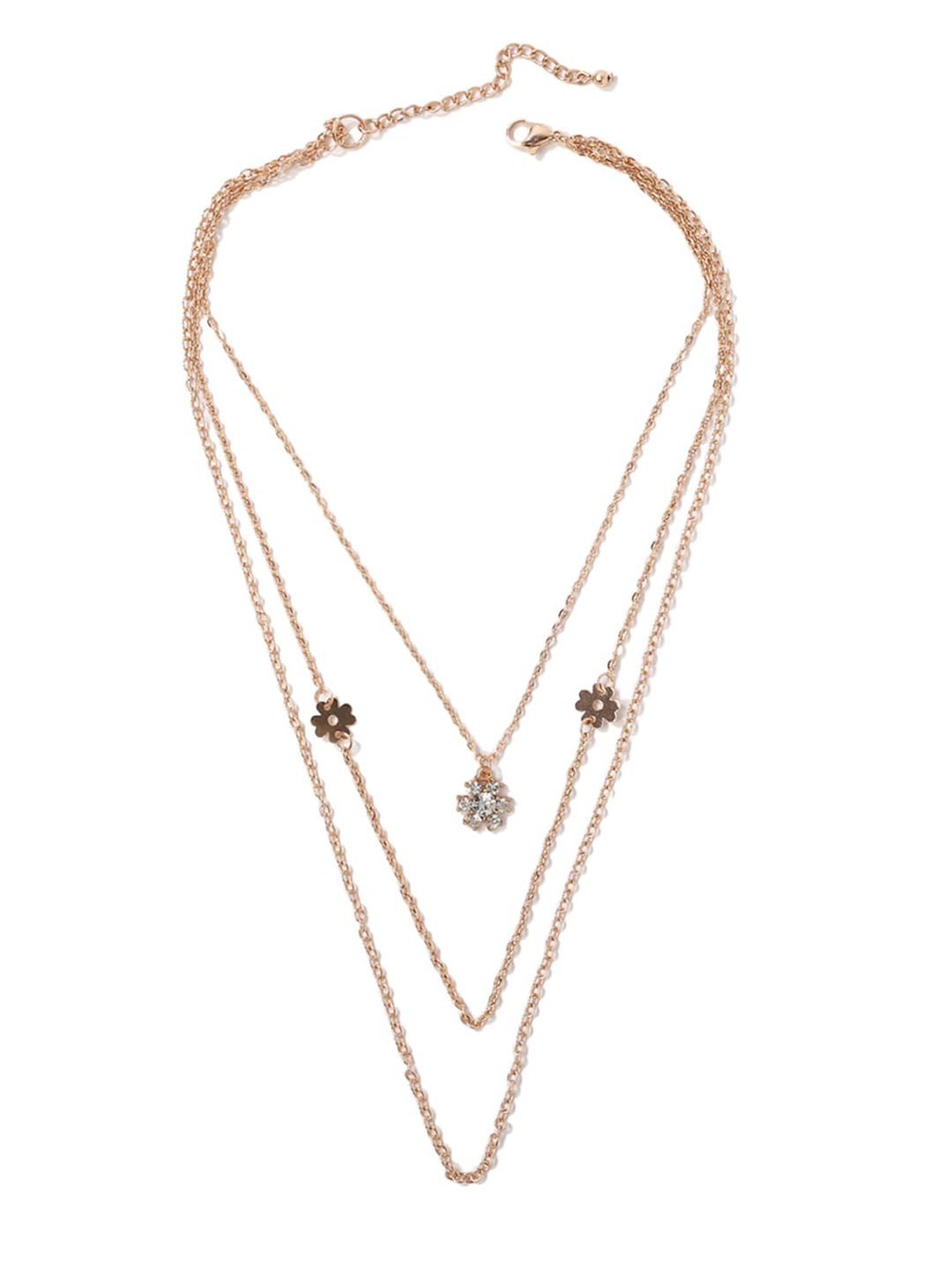 FOREVER 21 Women Gold Pendant Layered Necklace Price in India