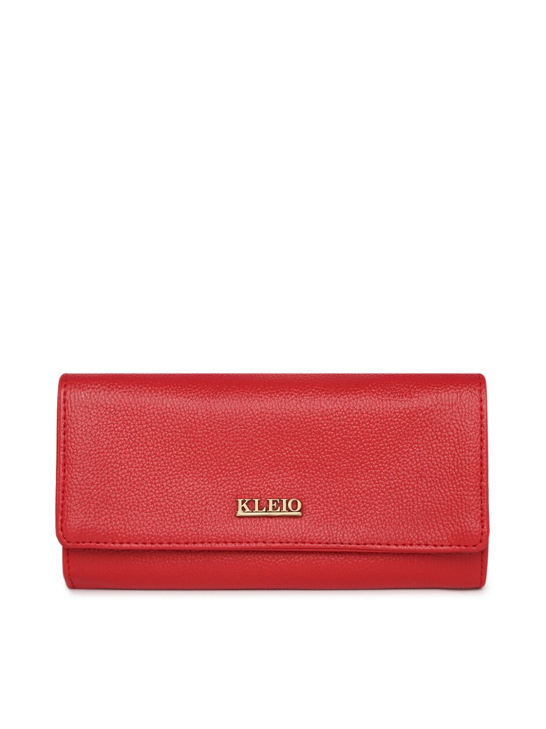 KLEIO Women Red Solid Synthetic Leather Envelope Price in India