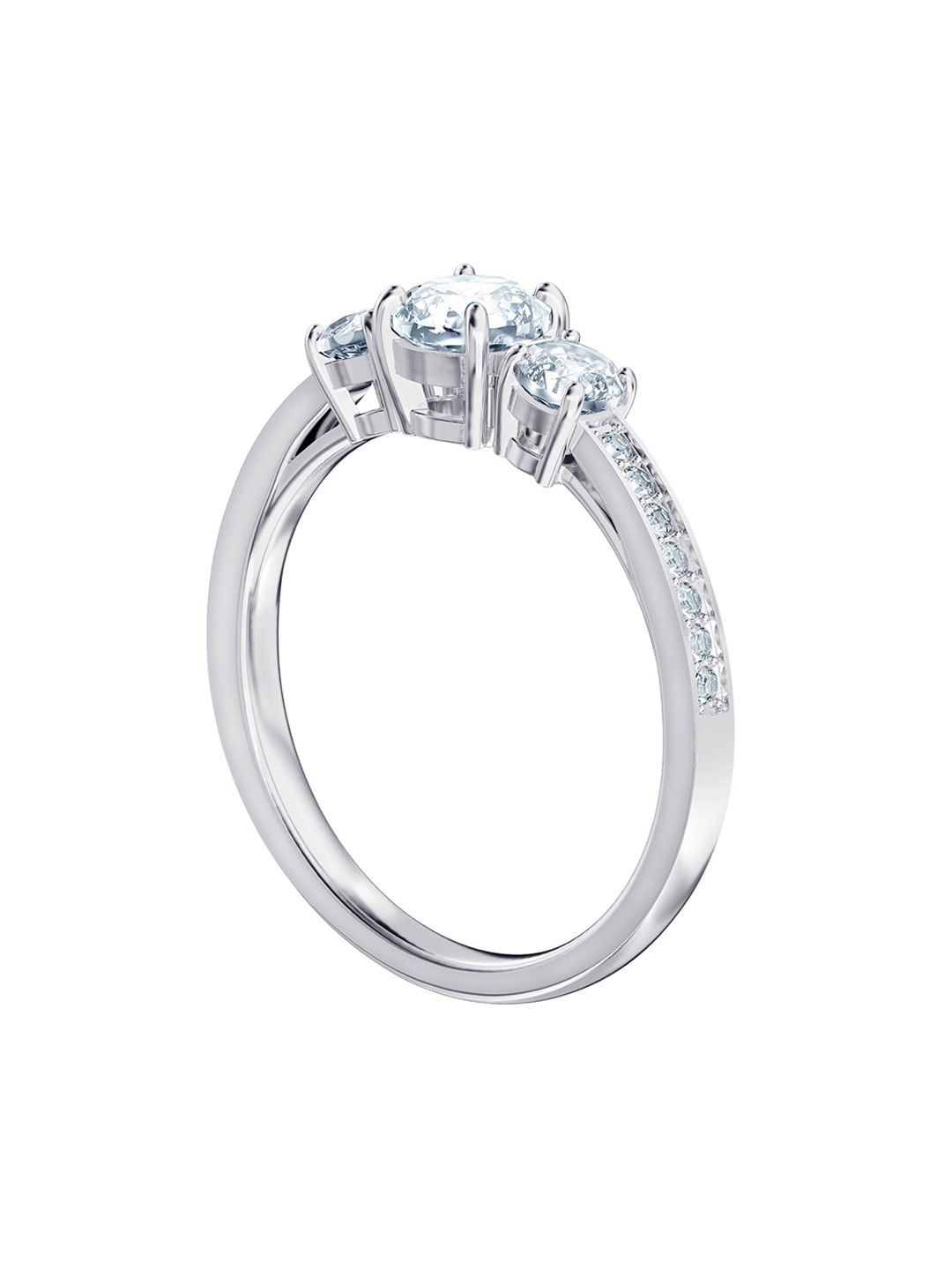 SWAROVSKI White Rhodium-Plated Attract Trilogy Round Ring 50 Price in India