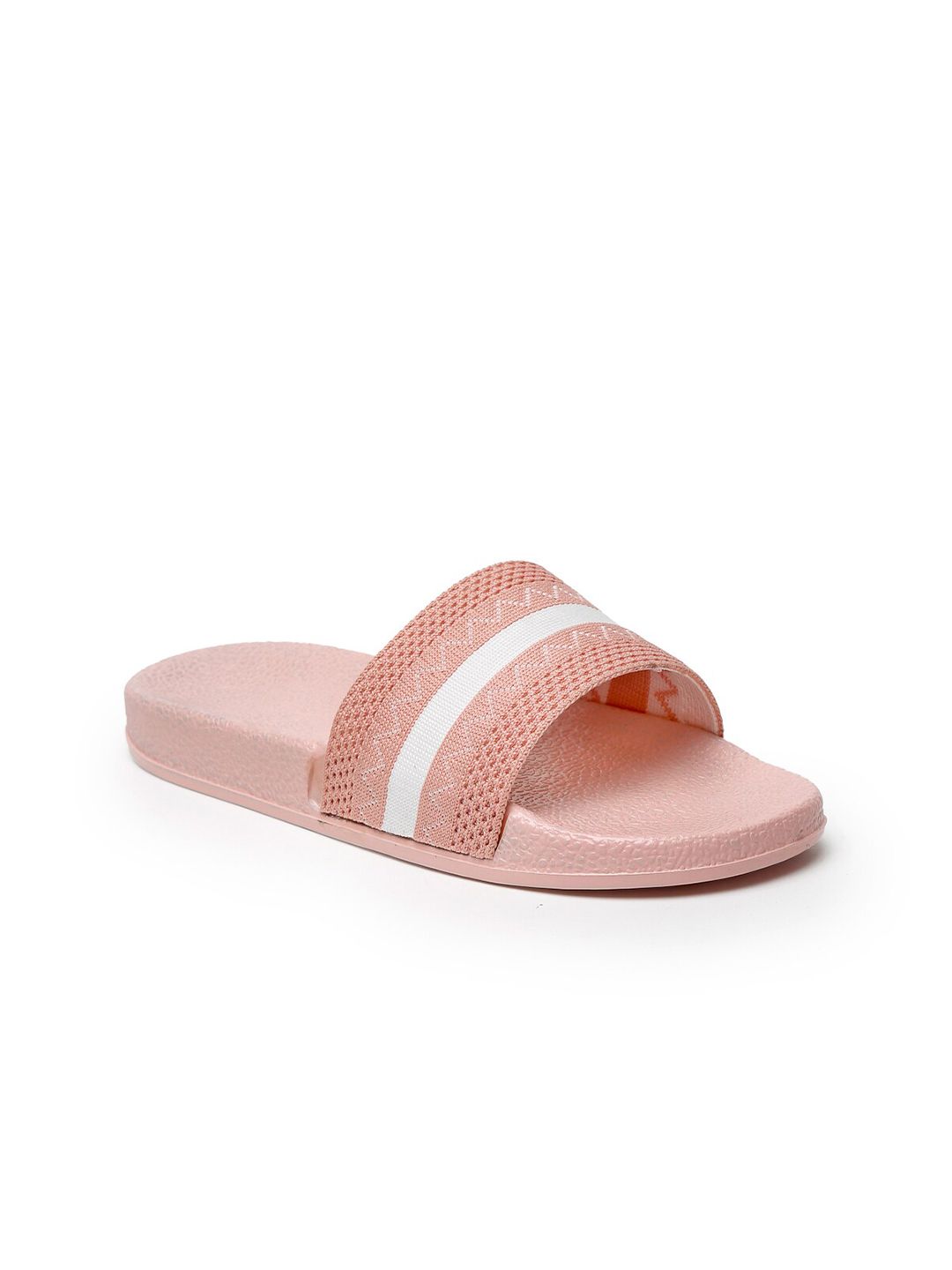 Misto Women Pink & White Sliders Price in India