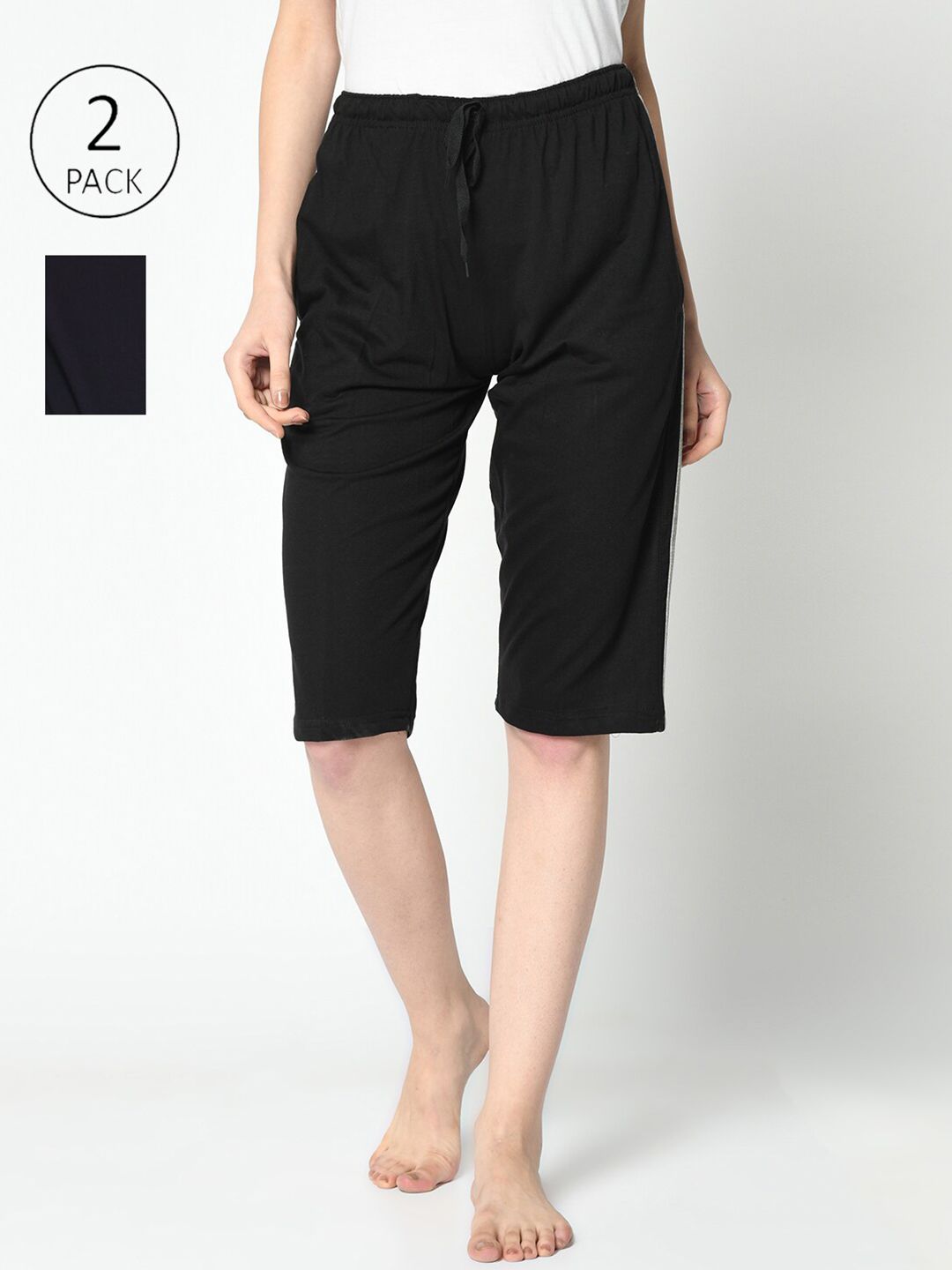 VIMAL JONNEY Women Black 2 Lounge Shorts Price in India