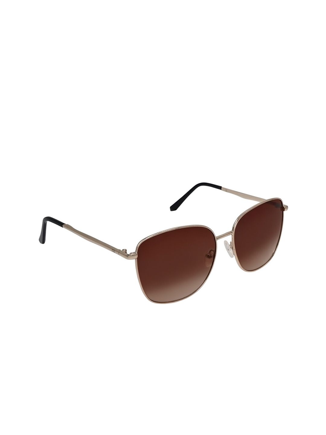 GIO COLLECTION Unisex Brown Lens & Gold Rectangle Sunglasses with UV Protect GL5051C09