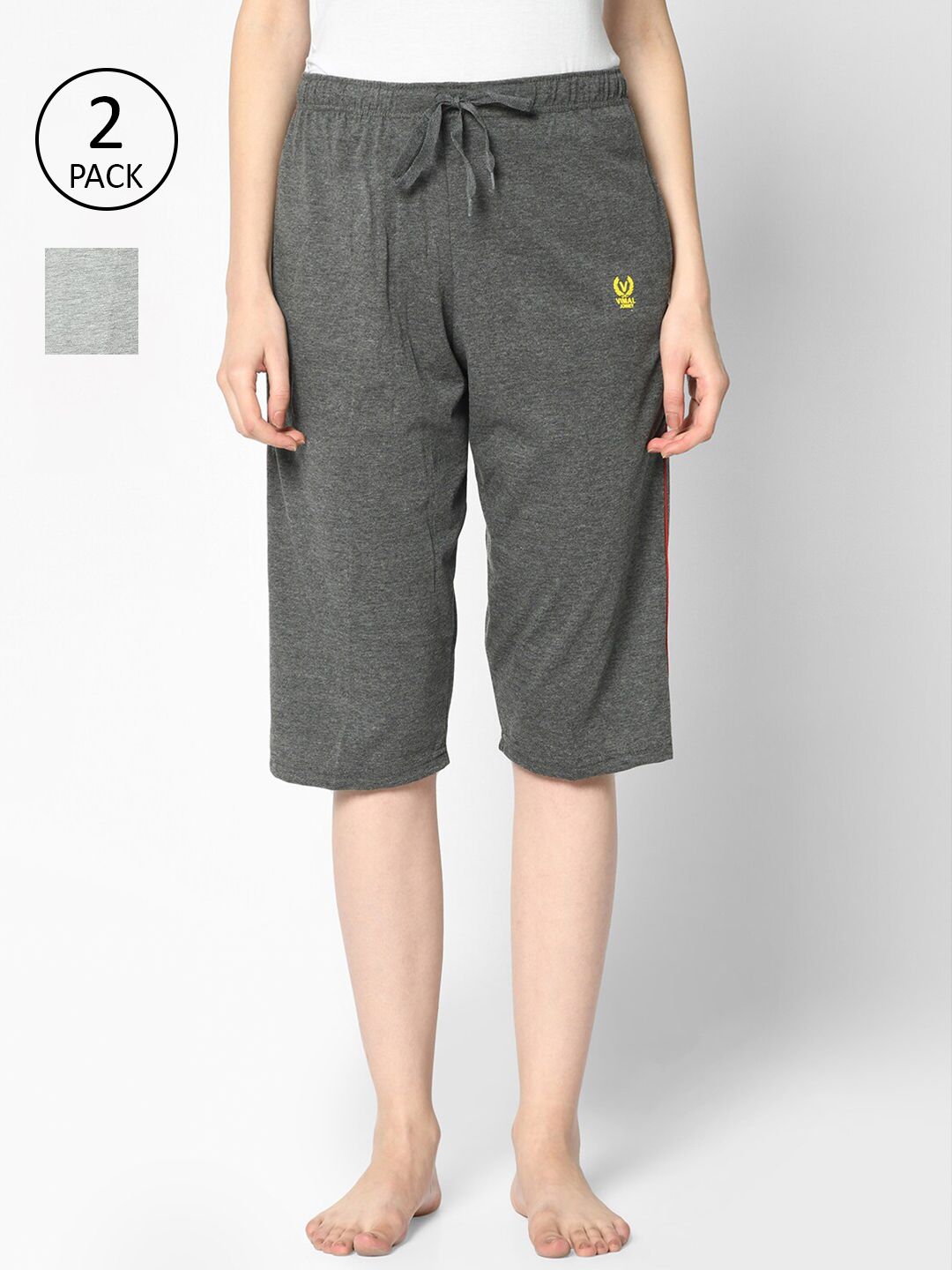 VIMAL JONNEY Women Pack of 2 Grey Lounge Shorts Price in India