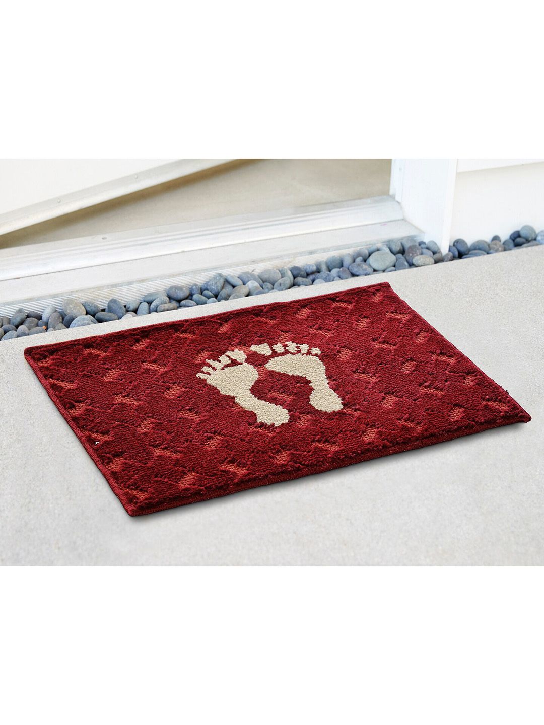 Saral Home Maroon & Beige Printed Cotton Anti-Skid Doormats Price in India