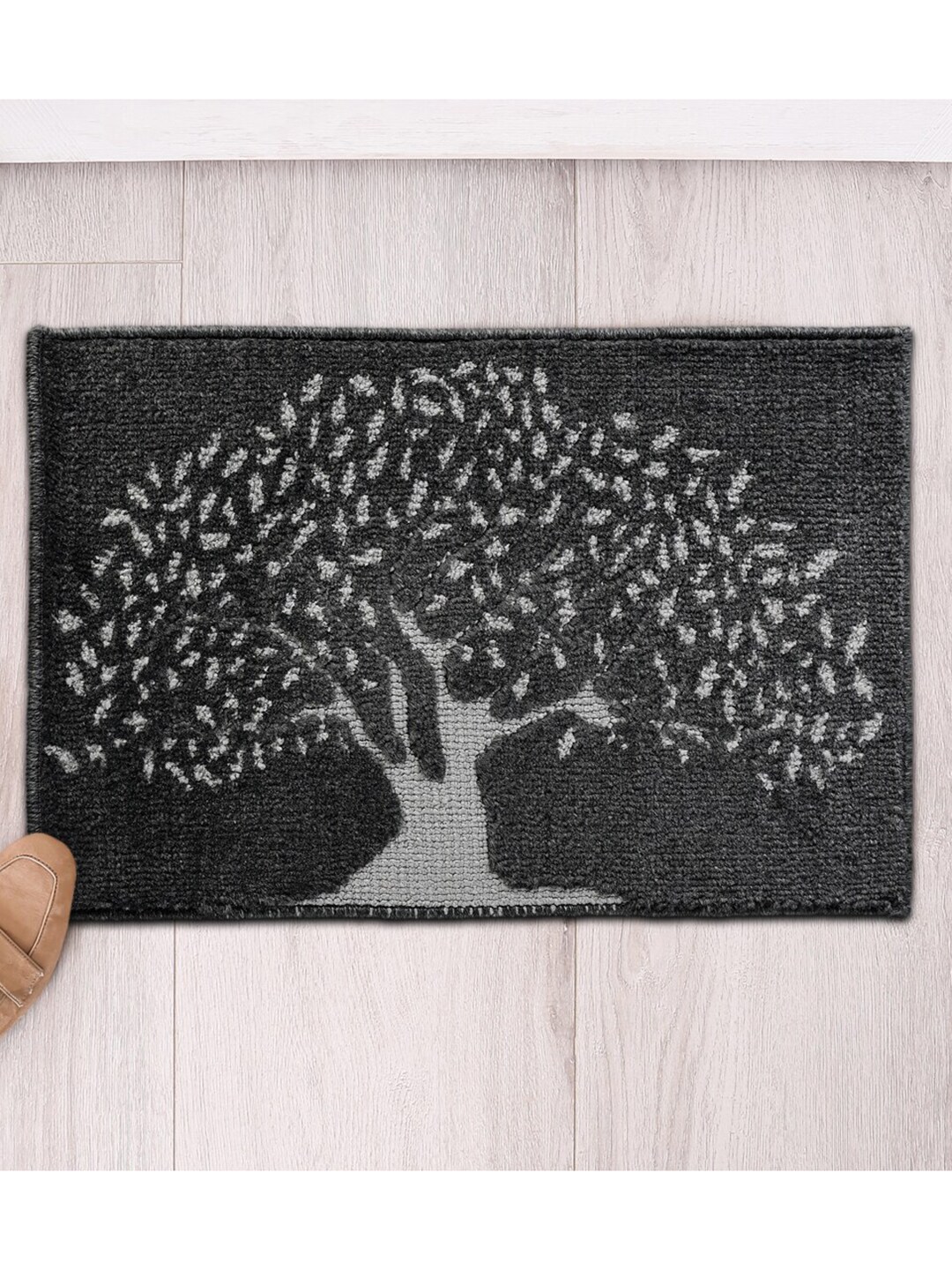 Saral Home Black & Grey Printed Cotton Anti-Skid Doormats Price in India