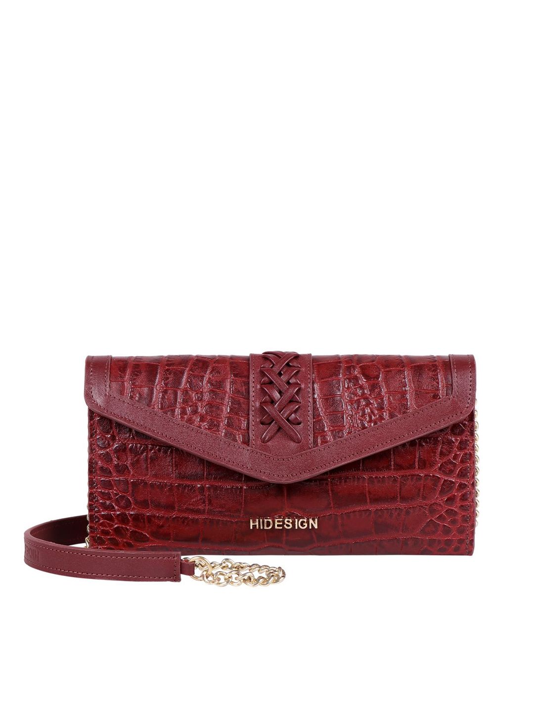 Hidesign Women Red Textured Leather Envelope Price in India