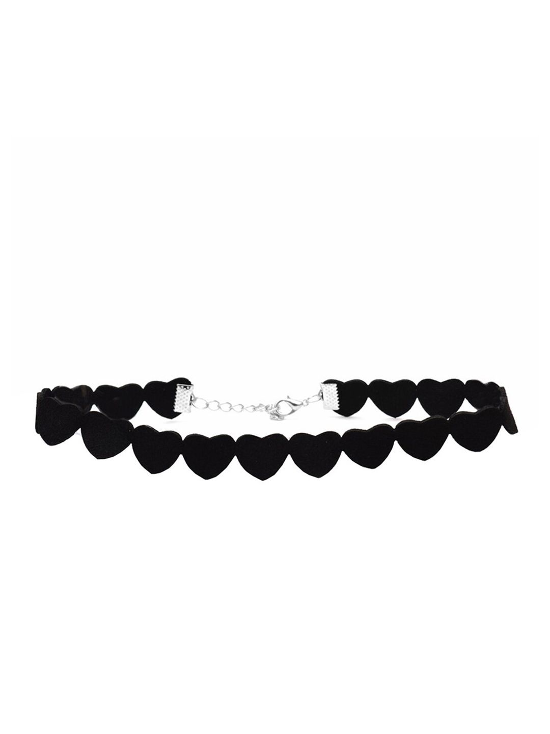 JOKER & WITCH Black & Silver-Toned Heart Choker Necklace Price in India