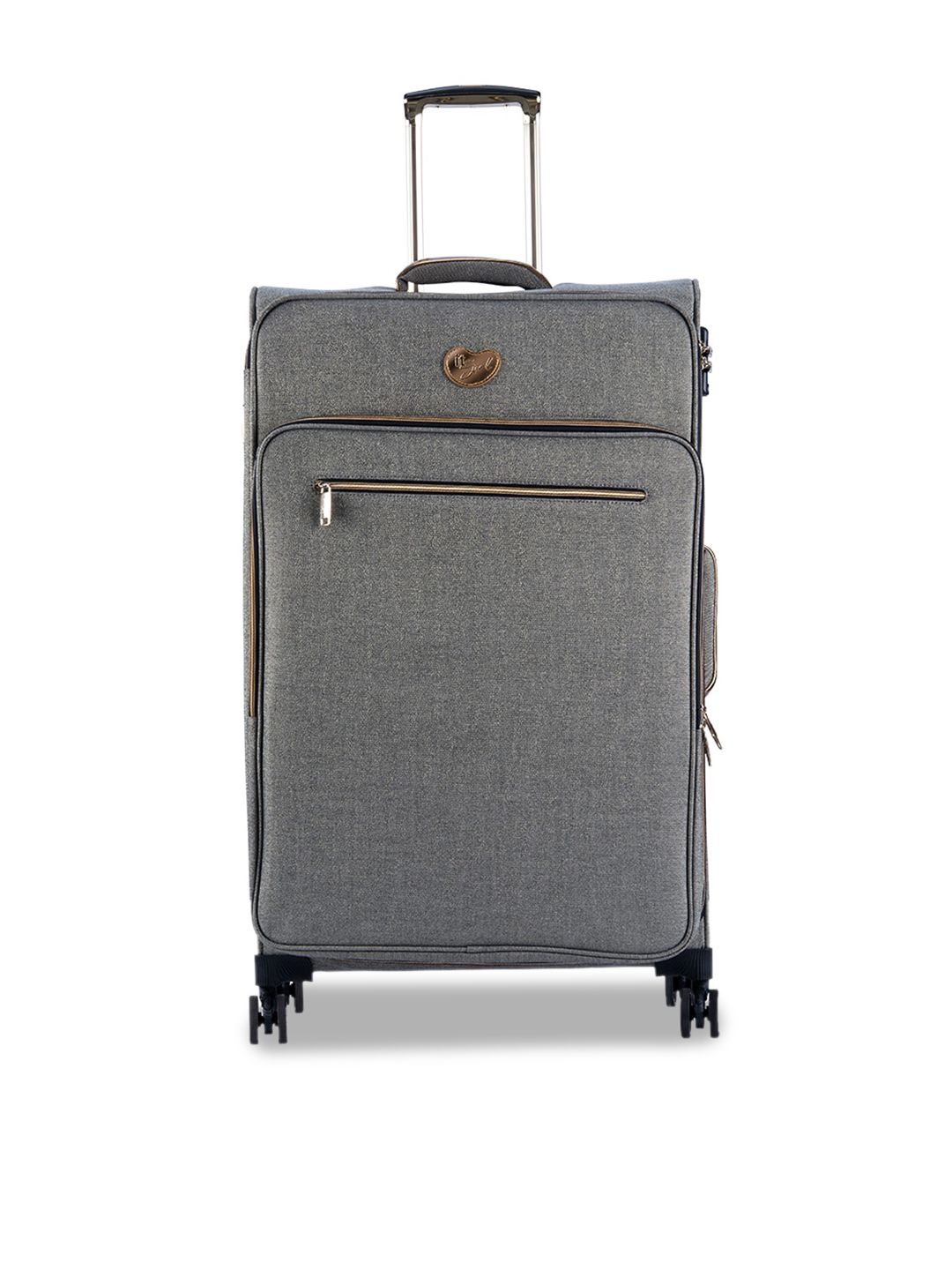 IT luggage Grey Solid Soft-Sided Large Glisten Trolley Suitcase Price in India