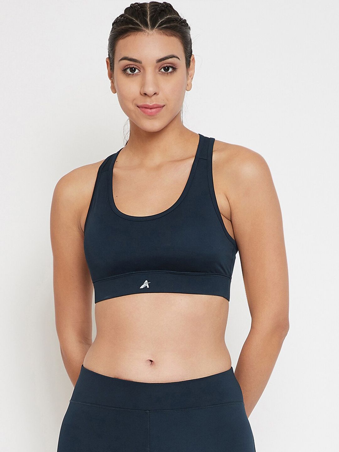 ATHLISIS Navy Blue Full Coverage Lightly Padded Workout Bra Price in India