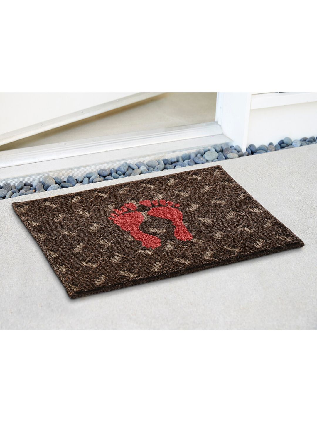 Saral Home Brown & Red Printed Anti-Skid Cotton Doormat Price in India