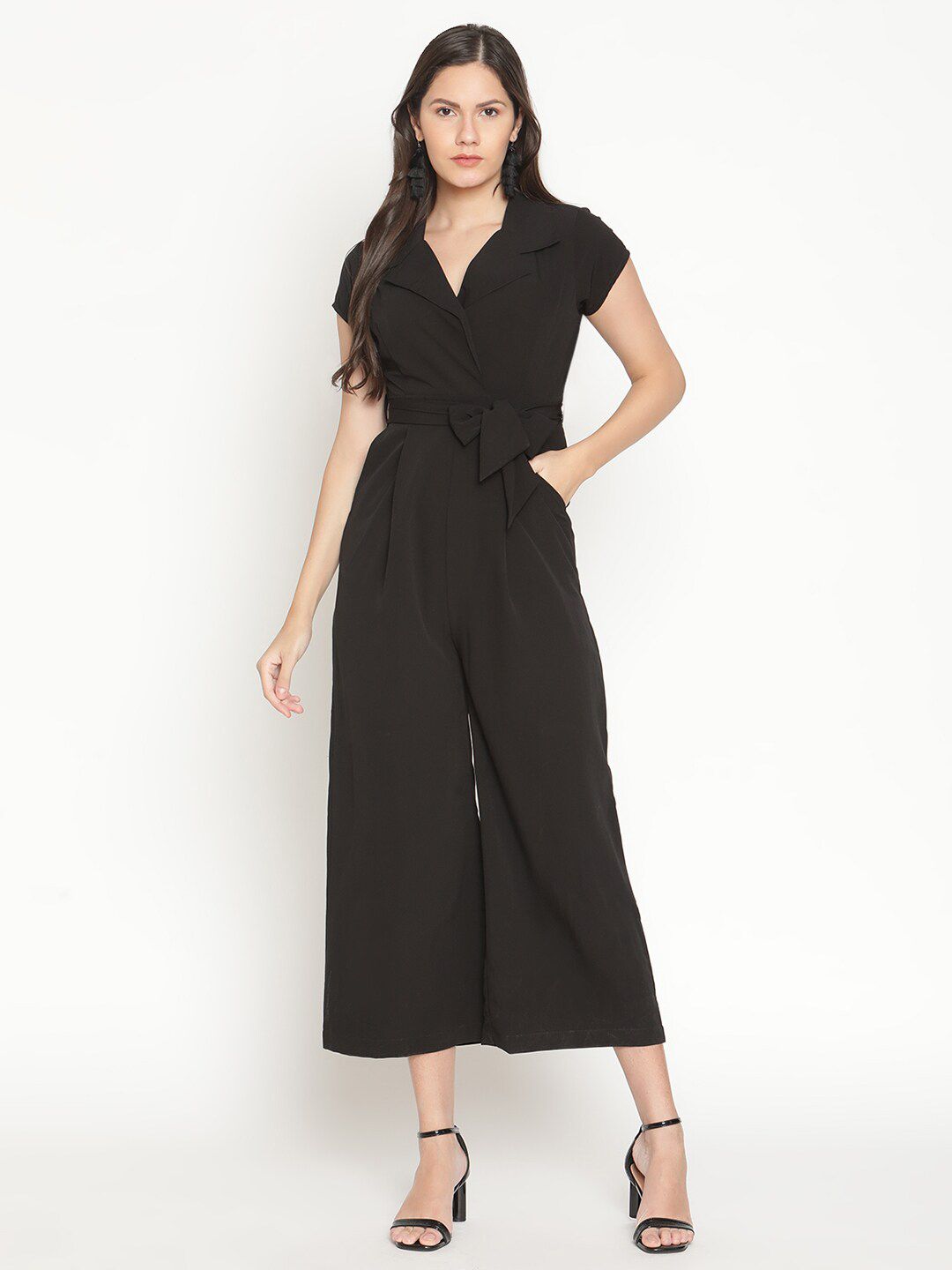 THREAD MUSTER Black Solid Jumpsuit Price in India