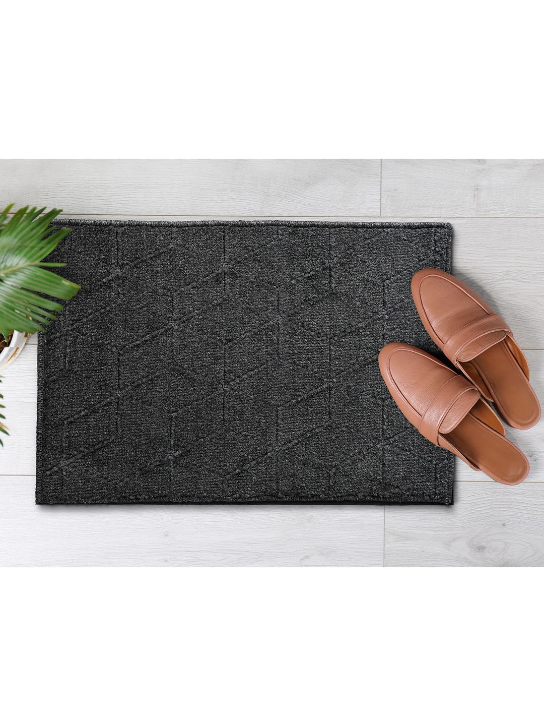 Saral Home Grey & Beige Set Of 2 Cotton Anti-Skit Doormat Price in India